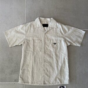 PRADA Men's Linen Blend Button Front Shirt Size L $1790 2025